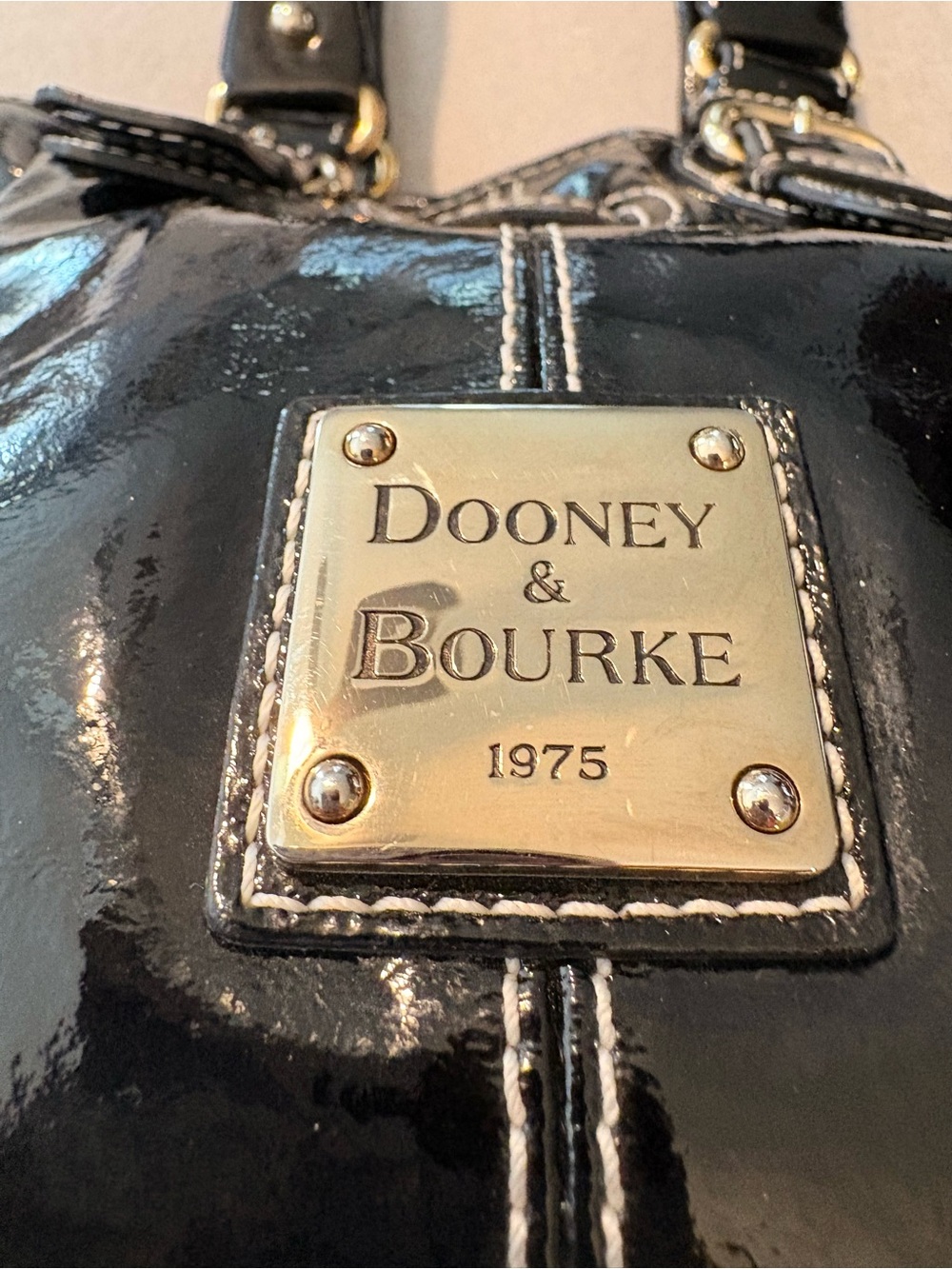 Dooney & Bourke Black Patent Leather Drawstring Shoulder Bag - Picture 3 of 7